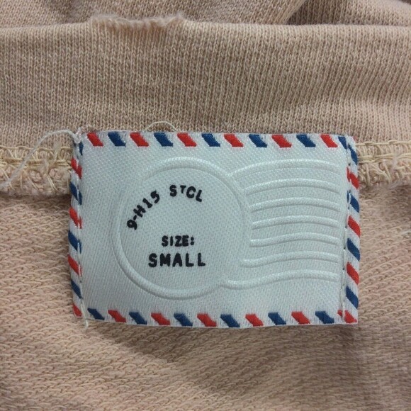 Anthropologie Postmark Womens Crop Sweatshirt Distress Splatter Top Peach SZ S - Picture 4 of 9